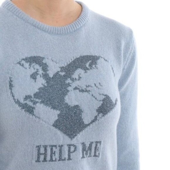 Alberta Ferretti Women Help Me Light Blue Cashmere Sweater Size 8 Made in Italy - Picture 4 of 11